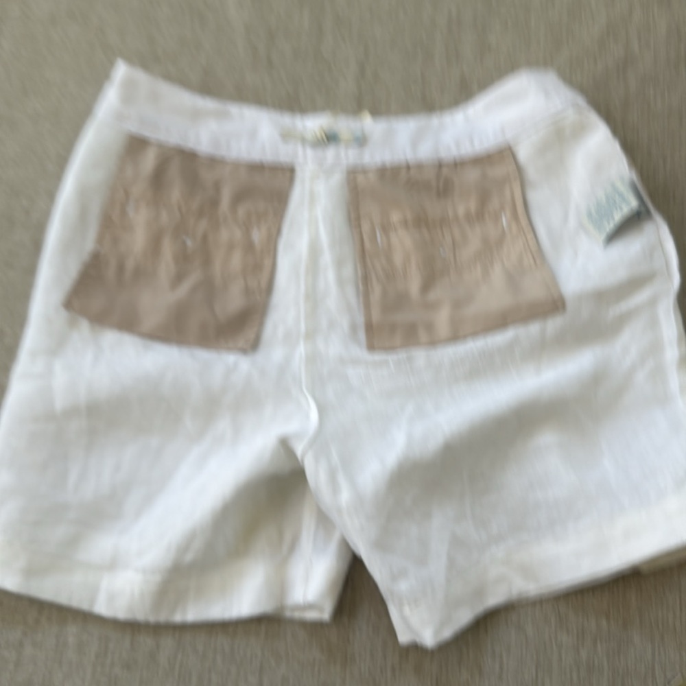 BODEN 100%‎ Linen Shorts White Folded Hem Women’s Size 4L pleated - Picture 12 of 12